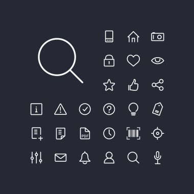 Yeşil arkaplanda arama simgesi var. Web ve mobil uygulamalarda kullanılacak evrensel doğrusal simgeler.