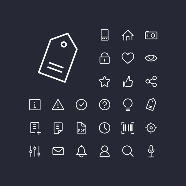 Icono Etiqueta Conjunto Fondo Blanco Iconos Lineales Universales Para Usar — Vector de stock