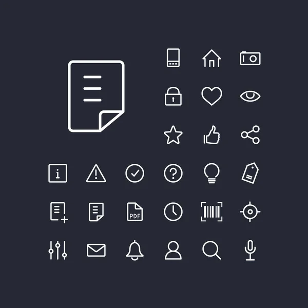 Document Icon Set Green Background Universal Linear Icons Use Web — 스톡 벡터