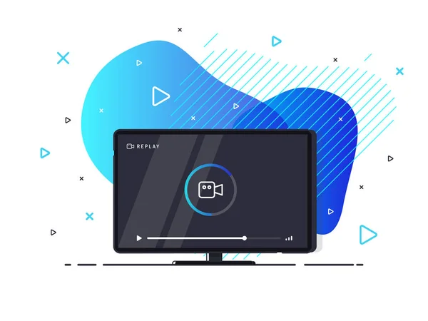 Cargando Corriente Pantalla Plana Televisión Led Sobre Fondo Líquido Geométrico — Archivo Imágenes Vectoriales