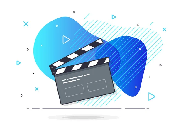 Film Clapper Board Ikon Koncept Utrustning För Filmproduktion Videofilmklappning Trendig — Stock vektor