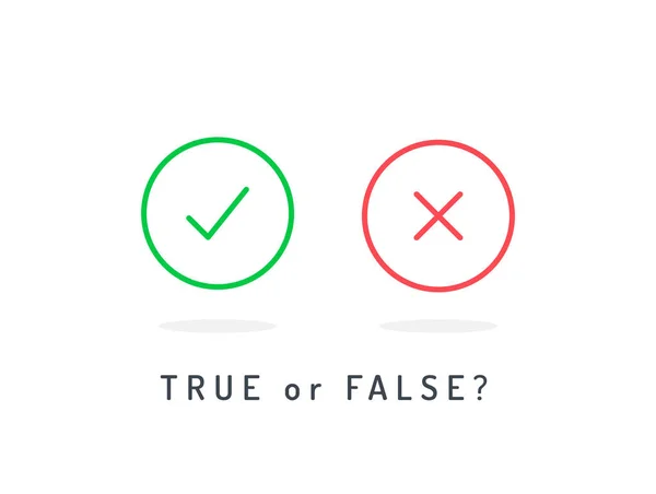 Set Trendy Flat Check Mark Cross Icons True False Vector — ストックベクタ