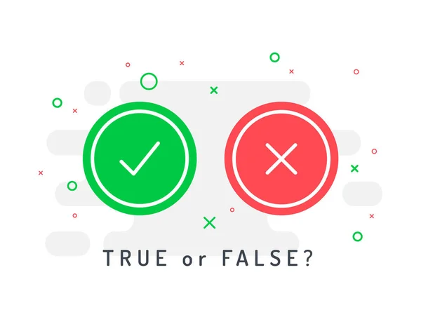 Set Trendy Flat Check Mark Cross Icons True False Vector — ストックベクタ