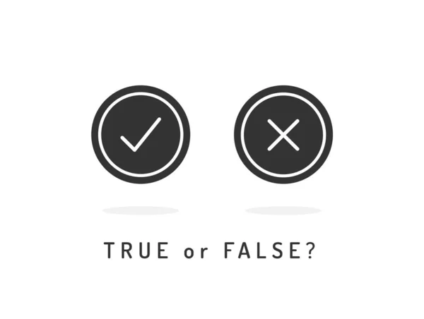 Set Trendy Flat Check Mark Cross Icons True False Vector — ストックベクタ