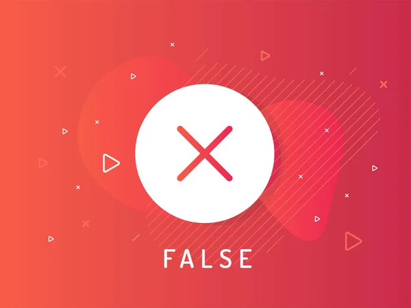 False Label Cross Icon Trendy Flat Vector Bubble Red Banner — ストックベクタ