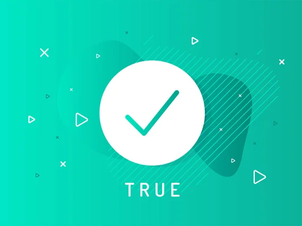 True Label Check Mark Icon Trendy Flat Vector Bubble Green — ストックベクタ