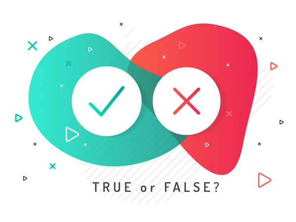 Set Trendy Flat Check Mark Cross Icons True False Vector — ストックベクタ