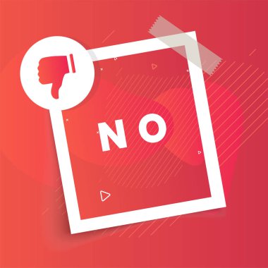 Etiketten nefret ederim. Başparmağını indir. Moda düz vektör balonu. Sıvı arkaplanda kırmızı pankart.