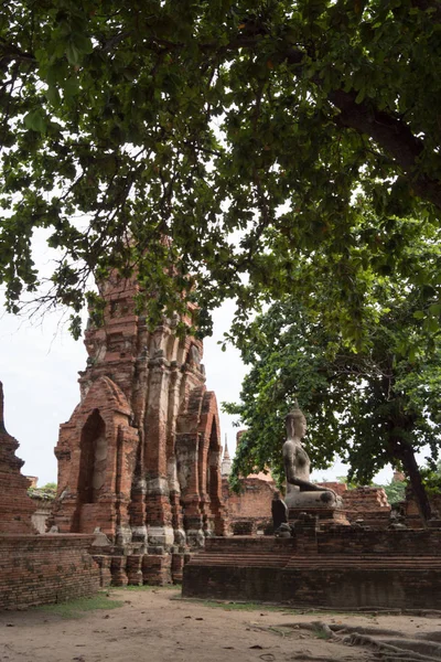 Viagem de ida e volta em julho de 2017 - Ayutthaya - Wat Maha That — Fotografia de Stock