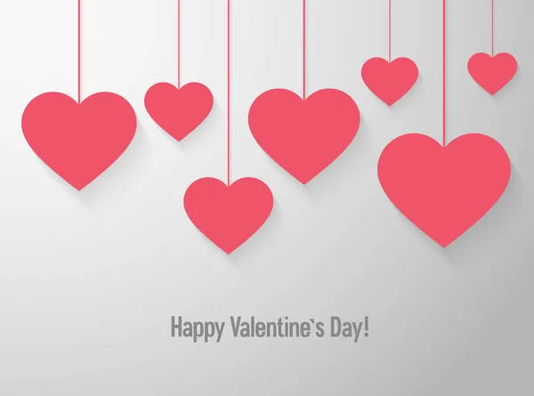 День Святого Валентина листівка з висячими серцями . — стоковий вектор