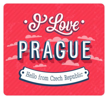 Vintage tebrik kartı Prag - Çek Cumhuriyeti.