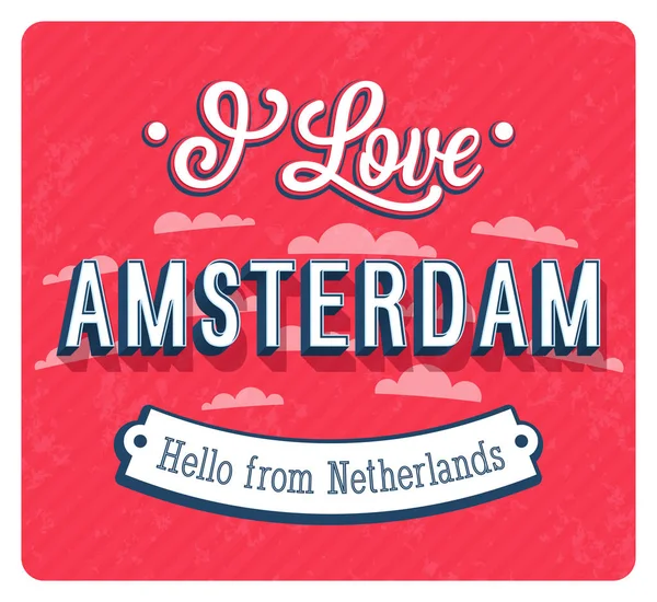 Tarjeta de felicitación Vintage de Amsterdam - Países Bajos . — Vector de stock