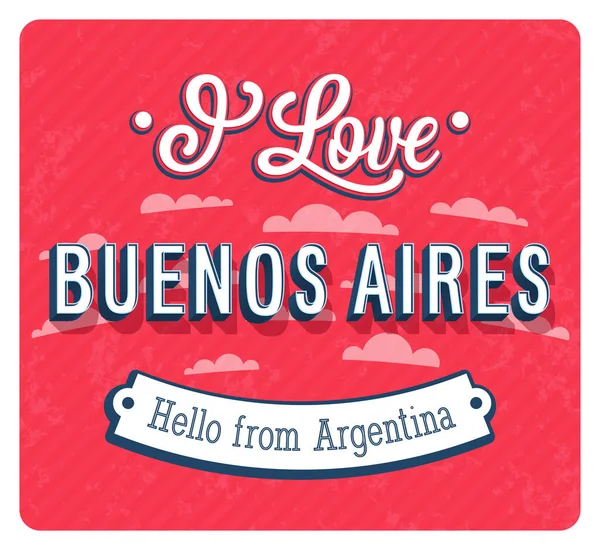 Tarjeta de felicitación Vintage de Buenos Aires - Argentina . — Archivo Imágenes Vectoriales