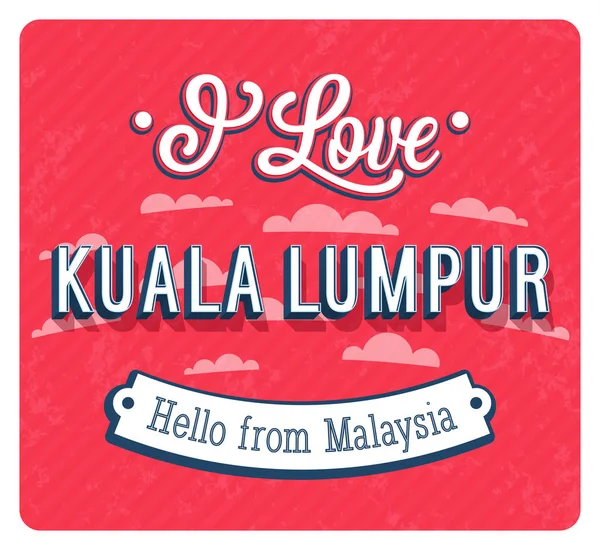 Vintage greeting card from Kuala Lumpur - Malaysia. — Stock Vector