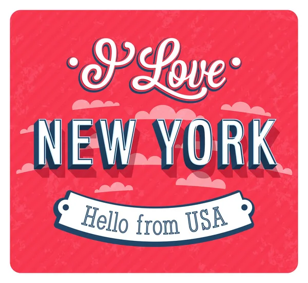 ニューヨーク - 米国からのビンテージ グリーティング カード. — ストックベクタ