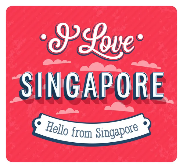 Tarjeta de felicitación Vintage de Singapur - Singapur . — Vector de stock