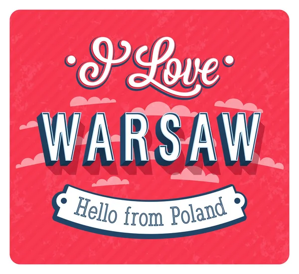 Vintage greeting card from Warsaw - Poland. — Stock Vector