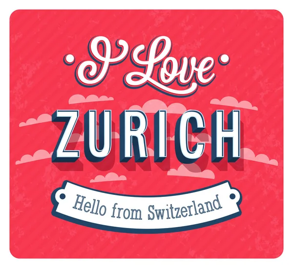 Tarjeta de felicitación Vintage de Zurich - Suiza . — Vector de stock