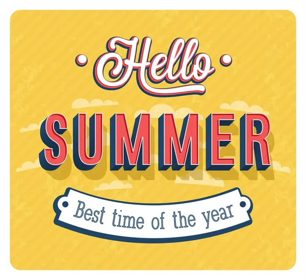 Hello summer typographic design. — Stock Vector