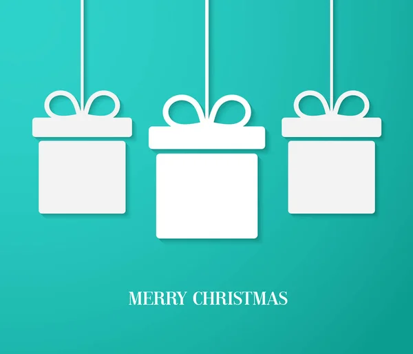 Carte de papier de Noël avec boîtes cadeaux suspendues . — Image vectorielle
