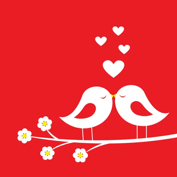 El beso de los pájaros - la tarjeta romántica para el día de San Valentín — Vector de stock