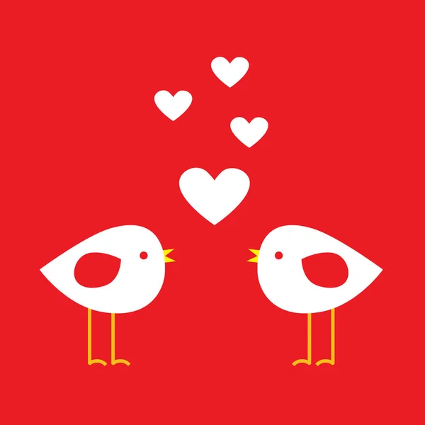 Due simpatici uccelli con il cuore - carta per San Valentino — Vettoriale Stock