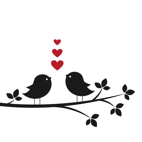 Silhouette simpatici uccelli in amore — Vettoriale Stock
