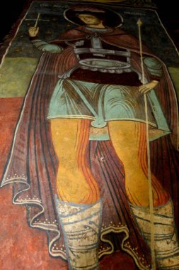 Kutsal kişilerin resmi iç Kilisesi Ortodoks Manastırı Sambata, Transilvanya, Romanya.