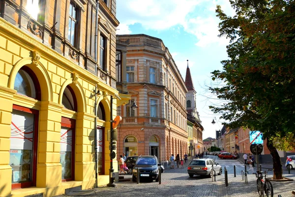 Paesaggio Urbano Tipico Della Città Sibiu Transilvania Romania — Foto Stock