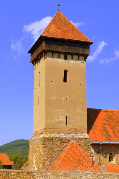 Iglesia Medieval Fortificada Pueblo Malancrav Rumania Aquí Están Algunos Los — Foto de Stock