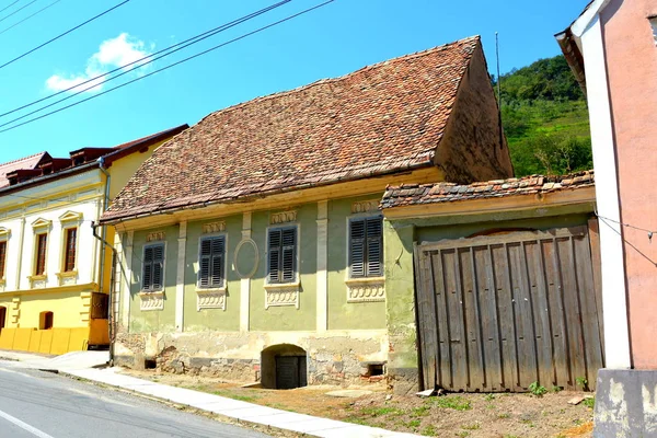 Köyün Biertan Transilvanya Tipik Evlerde Köyde Müstahkem Kilise Yaklaşık 1100 — Stok fotoğraf