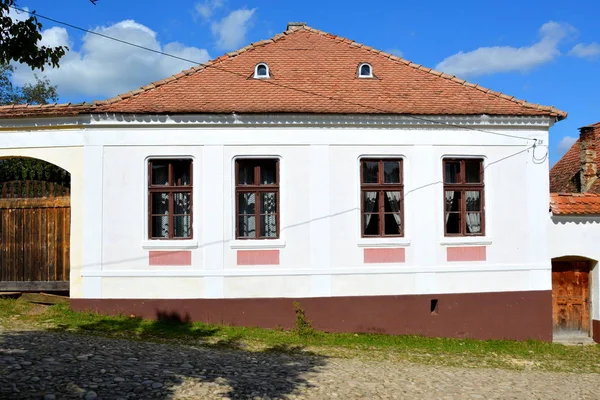 Типичные Дома Деревне Вискри Kirchenburg Von Deutschweikirch Трансильвания Крепость Этой — стоковое фото