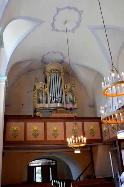 Müstahkem Ortaçağ Sakson Kilise Köyün Avrig Transilvanya Romanya — Stok fotoğraf