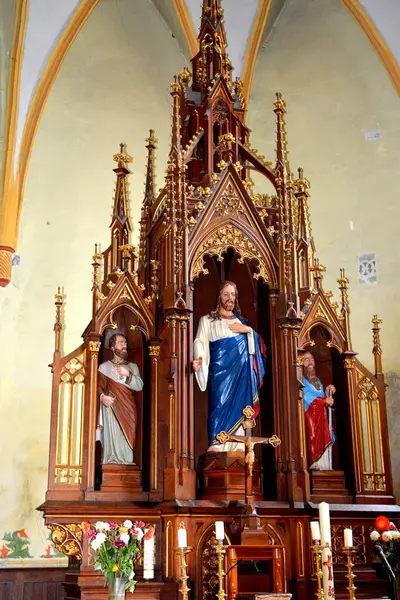 Binnen Versterkte Middeleeuwse Saksische Kerk Codlea Grootste Historische Regio Van — Stockfoto