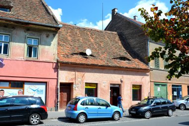 Pazar Meydanı. Tipik kentsel peyzaj şehir Sibiu, Transilvanya, Romanya