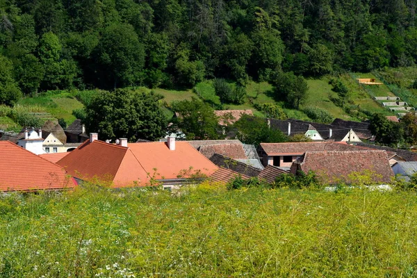 Typical Rural Landscape Saxon Village Malancrav Transylvania Romania — Stock Photo, Image