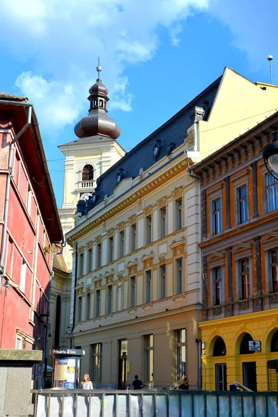 Rynek Typowy Krajobraz Miejski Mieście Sibiu Transylwania Rumunia — Zdjęcie stockowe