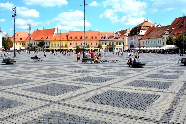 Market Square Typical Urban Landscape City Sibiu Transylvania Romania — Stock Photo, Image