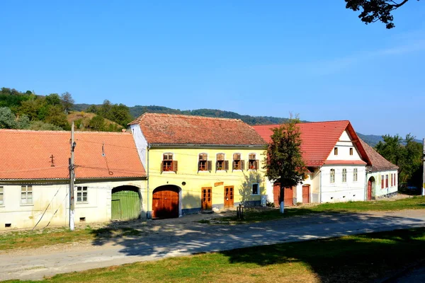 Tipico Paesaggio Rurale Nel Villaggio Saschiz Keisd Romania Insieme Villaggio — Foto Stock