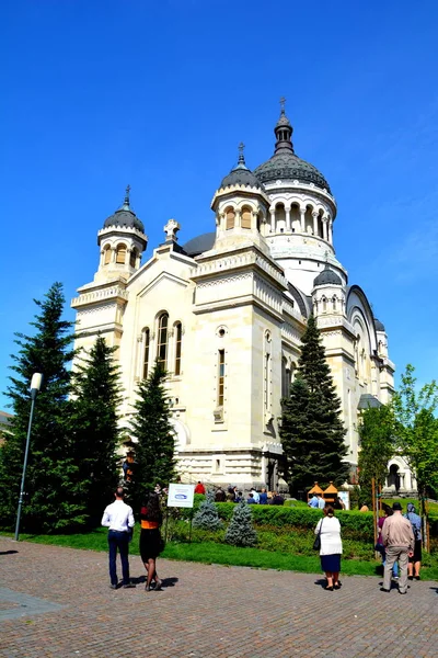 Православный Собор Городской Пейзаж Старом Румынском Городе Клуж Напока Клаузенбург — стоковое фото