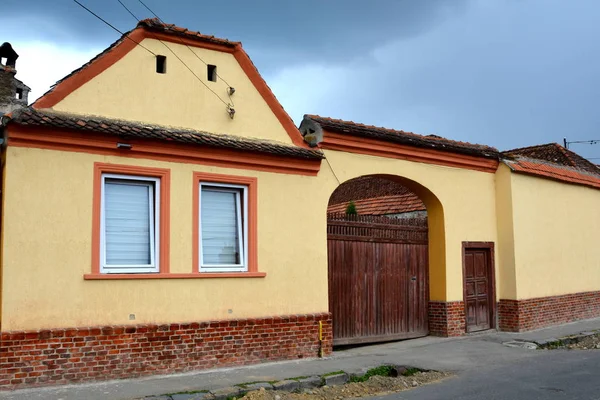 Paisagem Rural Típica Casas Camponeses Aldeia Cristian Condado Brasov Transilvânia — Fotografia de Stock