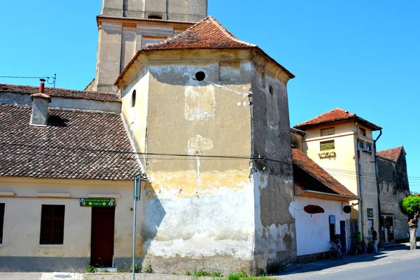 Iglesia Medieval Fortificada Pueblo Sanpetru Transilvania Punto Referencia Del Pueblo —  Fotos de Stock