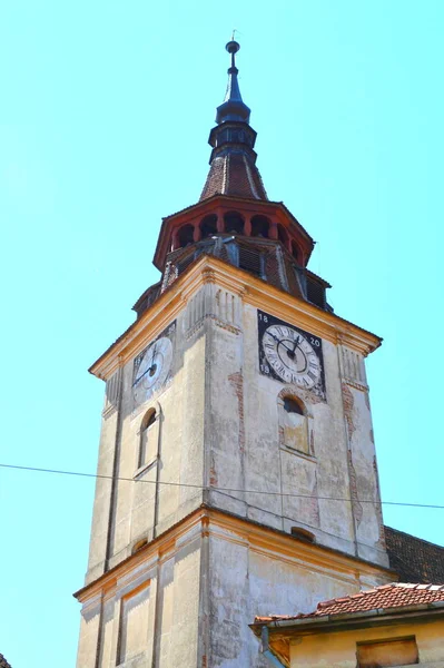 Opevněný Středověký Kostel Obci Sanpetru Transylvánie Dominantou Obce Století Opevněný — Stock fotografie