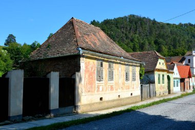 Tipik kırsal manzara Sakson köyü Malancrav, Transilvanya, Romanya
