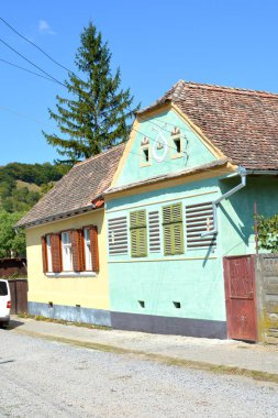 Tipik kırsal manzara Sakson köyü Malancrav, Transilvanya, Romanya