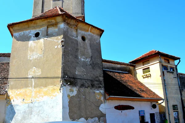 Iglesia Medieval Fortificada Pueblo Sanpetru Transilvania Punto Referencia Del Pueblo —  Fotos de Stock