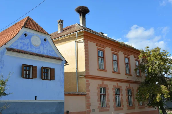 Casas Típicas Aldeia Viscri Kirchenburg Von Deutschweikirch Transilvânia Igreja Fortificada — Fotografia de Stock