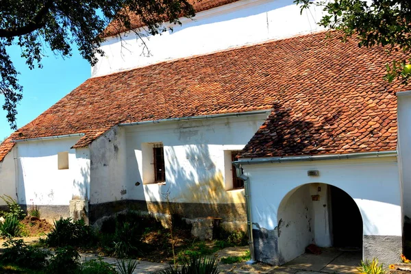 Torre Antigua Iglesia Evangélica Saxon Medieval Halmeag Transilvania Rumania —  Fotos de Stock