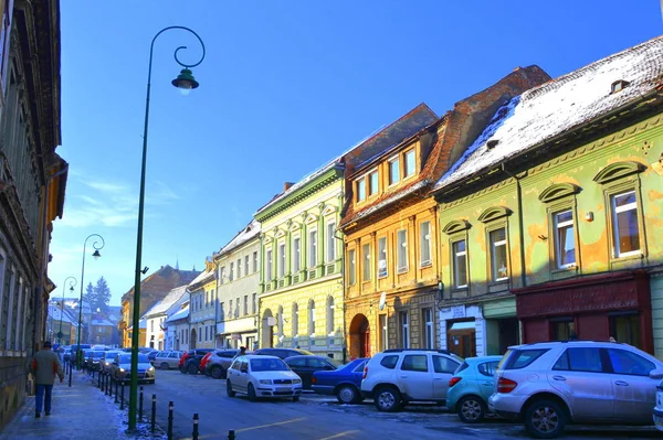 典型的城市景观的城市布拉索夫 坐落在特兰西瓦尼亚 罗马尼亚 在该国中部的一个小镇 300 000 — 图库照片