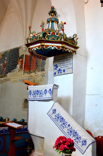 Igreja Saxão Medieval Fortificada Velha Dirjiu Transilvânia Romênia — Fotografia de Stock